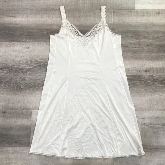 White Vintage Vanity Fair Slip Dress - Picture 1 of 10